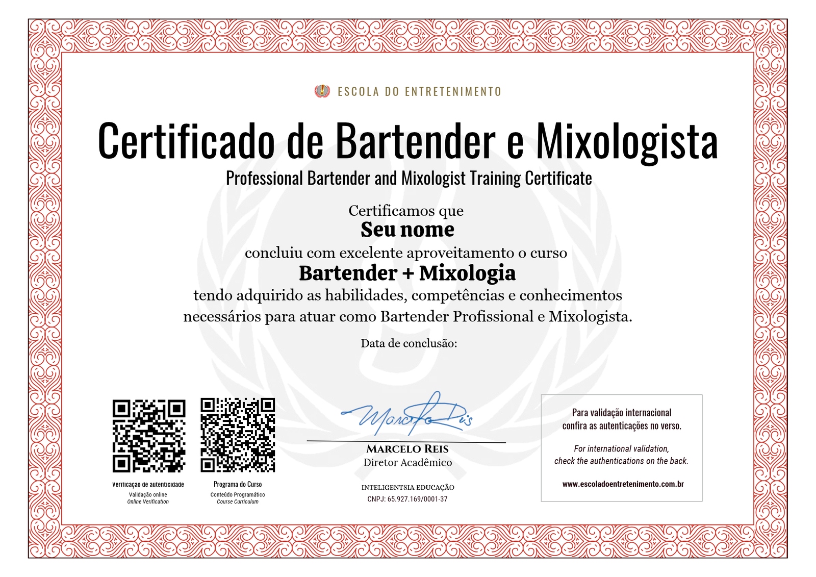 Bartender + Mixologia