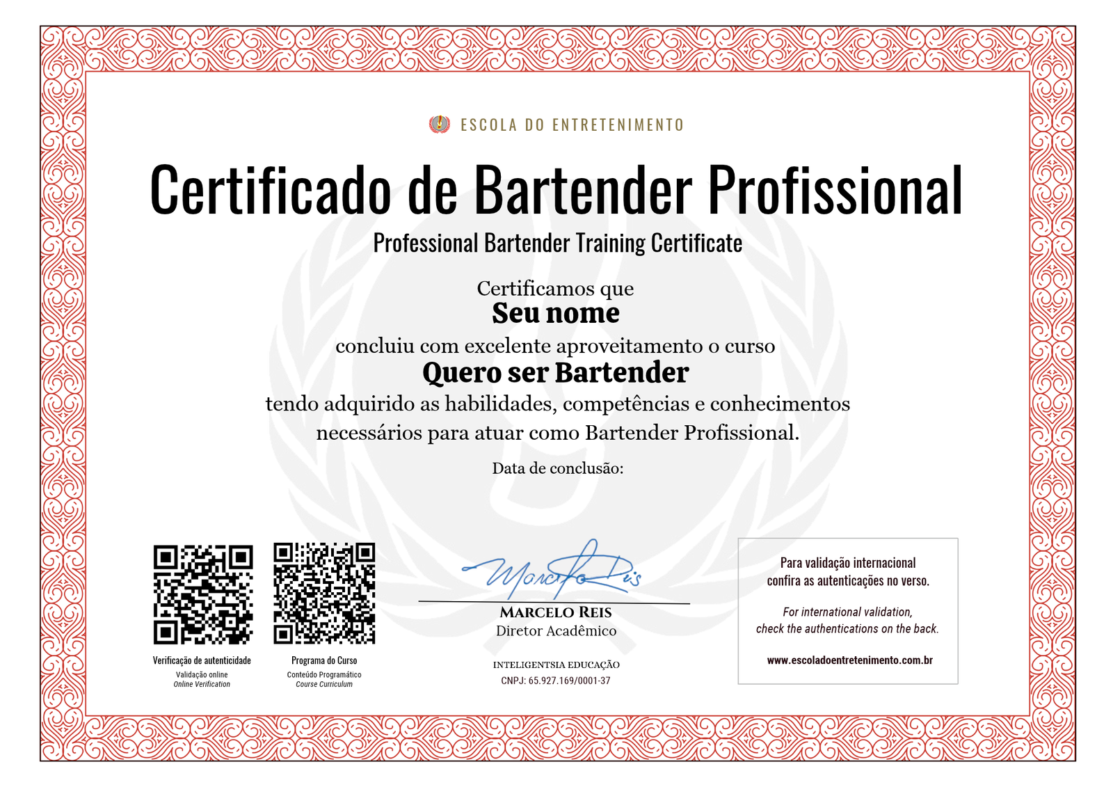 Quero ser Bartender Profissionalizante EAD