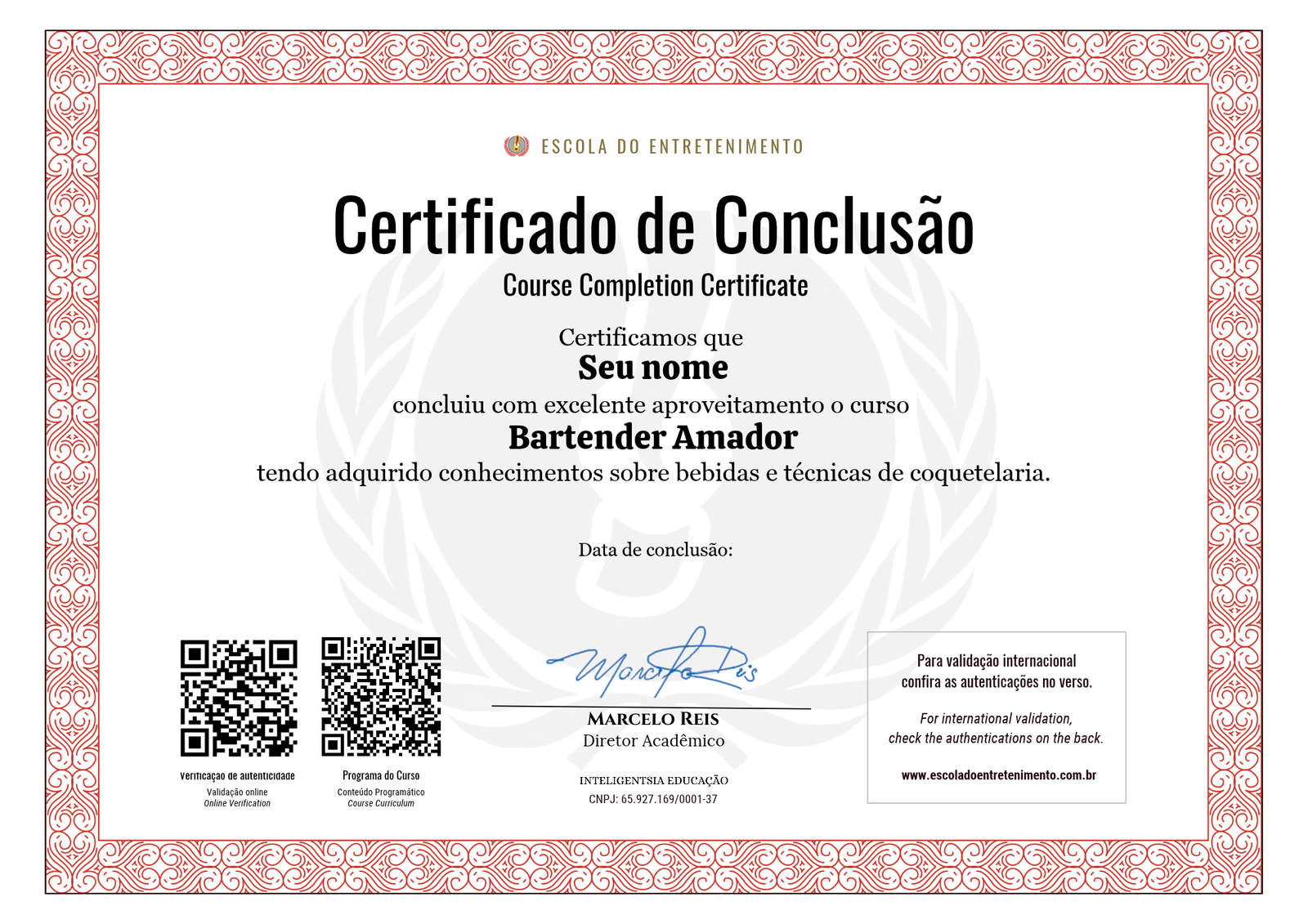 Quero ser Bartender Amador EAD