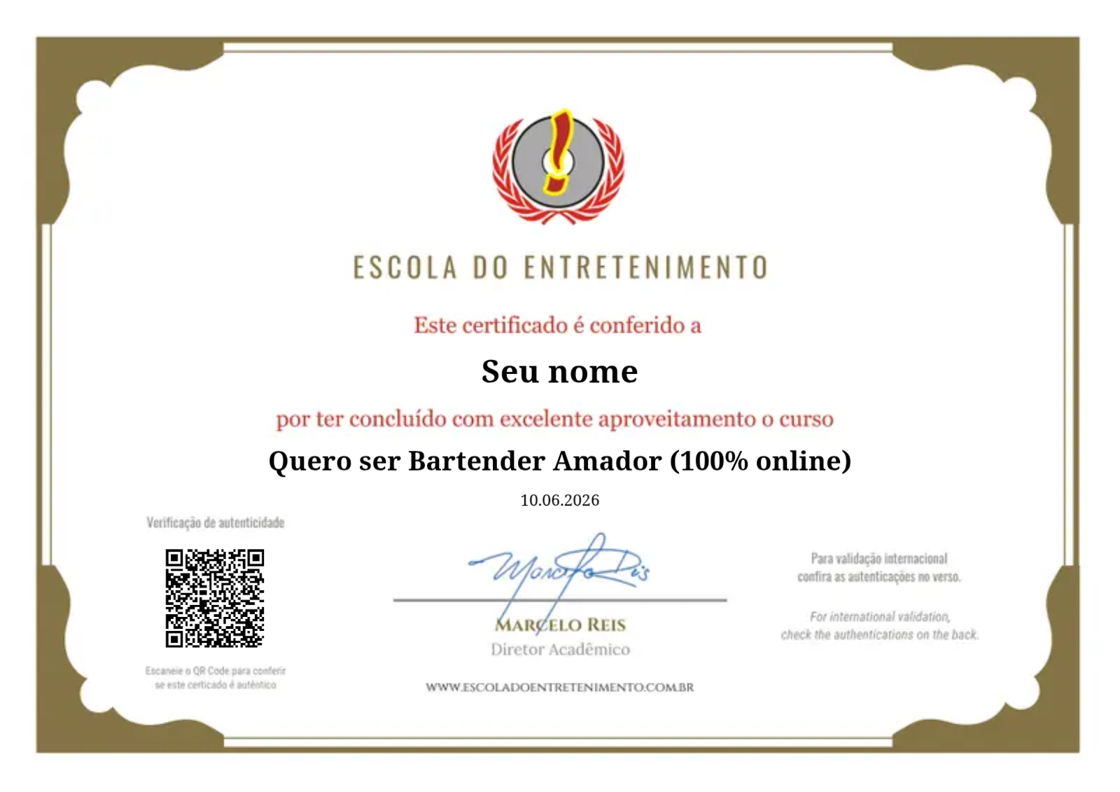 Quero ser Bartender Amador EAD