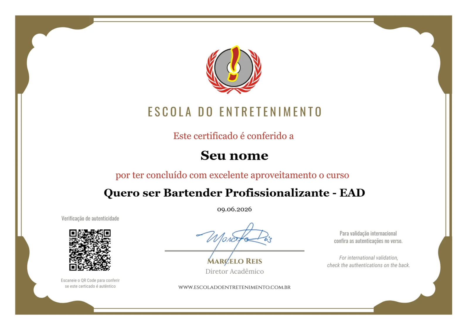 Quero ser Bartender Profissionalizante EAD